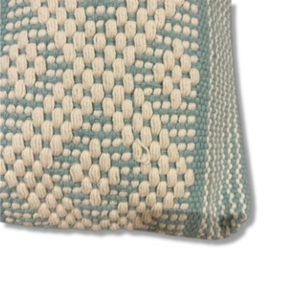 2-PACK SET HANDWOVEN AQUA AND CREAM MAKE UP ACCESSORY BAGS 100% COTTON EXTERIOR - Picture 9 of 10